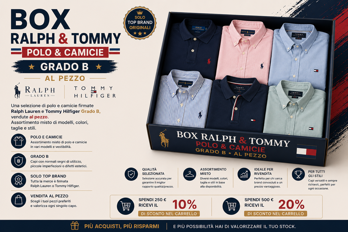 Box Ralph Lauren & Tommy Hilfiger – Grado B · Al Pezzo